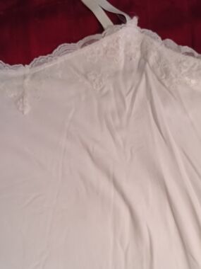Essentials White Lace-Trim Chemise Slip